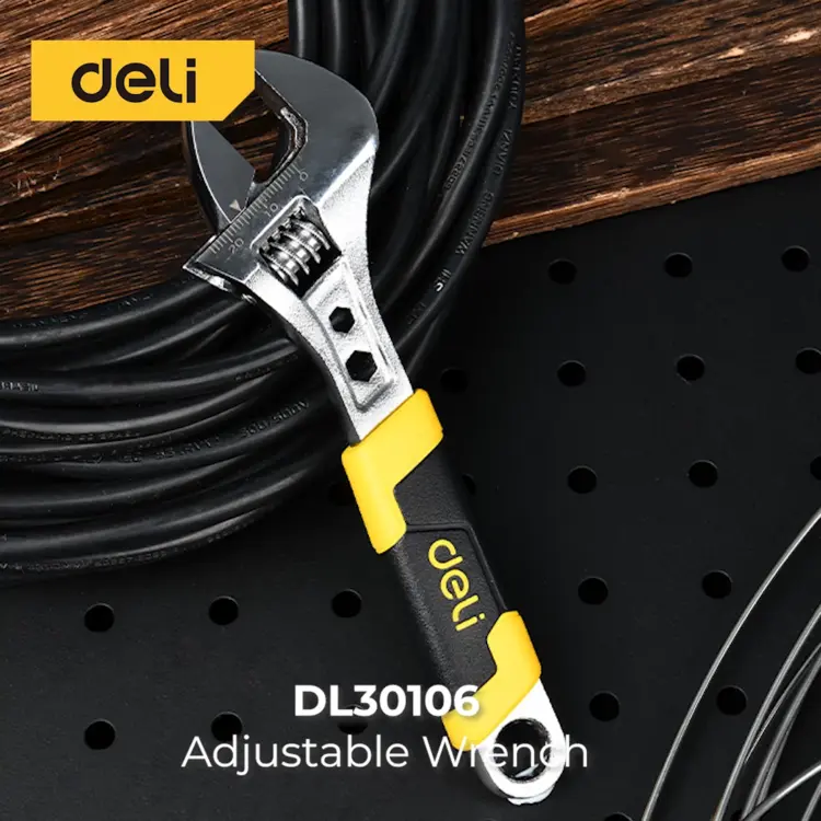 Deli Adjustable Wrench/ Kunci Inggris Ukuran 6/8" TPR Perkakas DL3010X