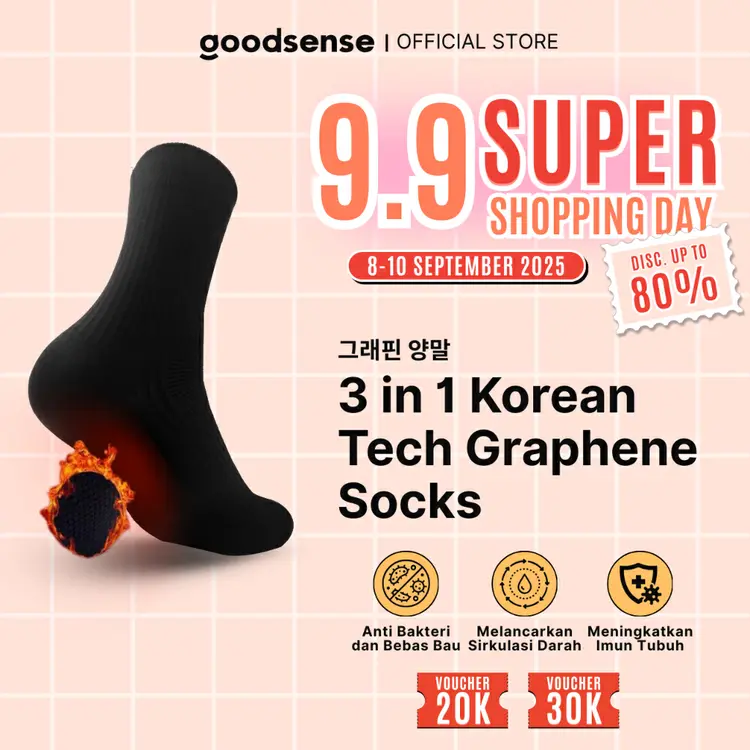 GoodSense Teknologi Korea Kaos Kaki Graphene Terapi 3 in 1 Energi Tourmaline Anti Pegal Bau Bengkak