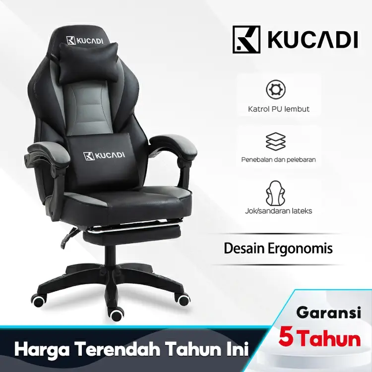 KUCADI Ergonomi Kursi Gaming / Kursi Kantor / Kursi Kerja / Kursi Belajar / Kursi Santai / Kursi Putar / Gaming Chair/ Kursi Hidrolik [ Garansi lima tahun ]
