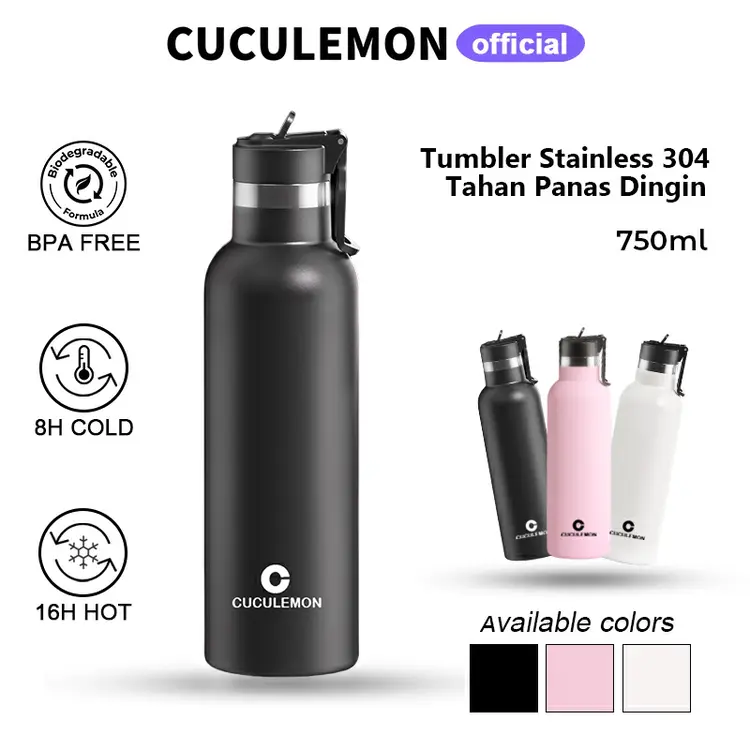 CucuLemon Tumbler Stainless Termos Tahan Panas Dingin Botol Minum 1 Liter Portable Vaccum Bottles