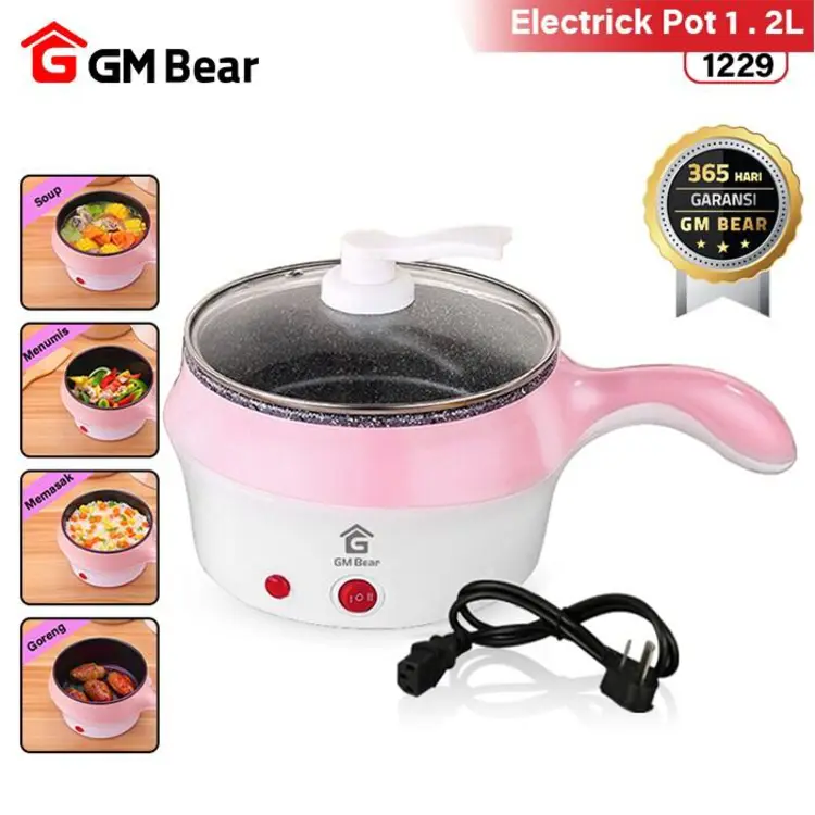 GM Bear Panci Listrik Serbaguna 1.2L- Electric Cooking Pot 1229/1230