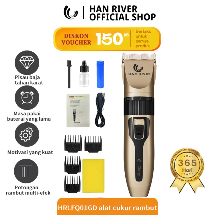 HAN RIVER alat cukur rambut listrik 1 set（Garansi 365 hari/bisa COD） / hair clipper gold / Cukuran Rambut / Mesin Cukur