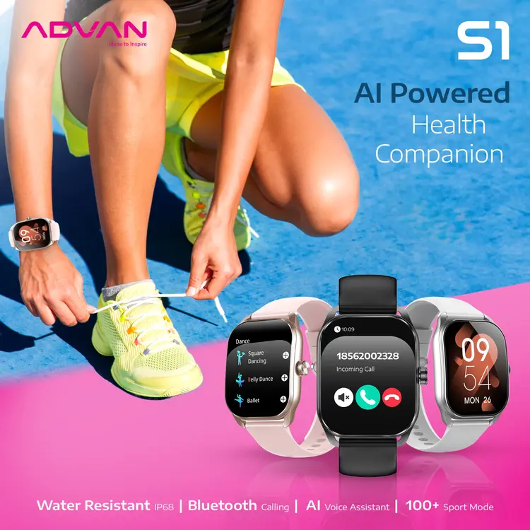 ADVAN Smartwatch S1 Ai Voice IPS 2.01” Bluetooth Calls 100+ Sports Modes Long-lasting Battery