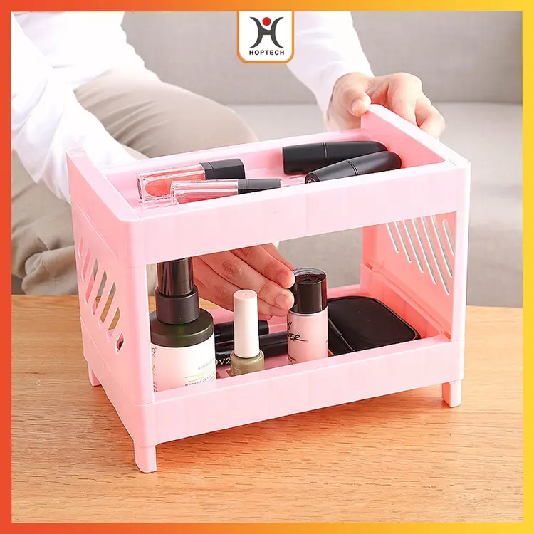 Hoptech - Rak Serbaguna Portable Murah / Meja Plastik Kosmetik Mini /  Rak meja kecil multifungsi