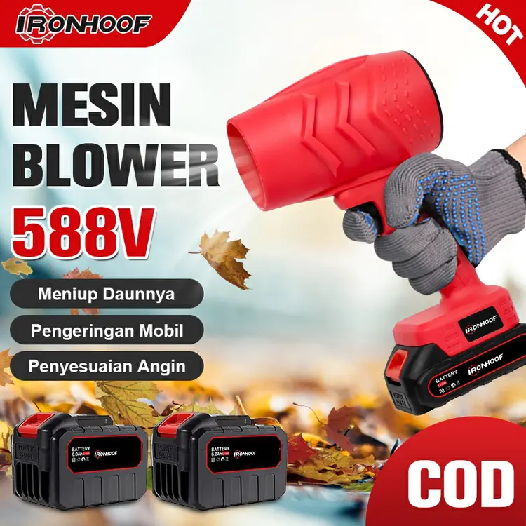 IRONHOOF Brushless Mesin Blower Mini 588V/288V Baterai litium Turbo Blower Cordless Portable