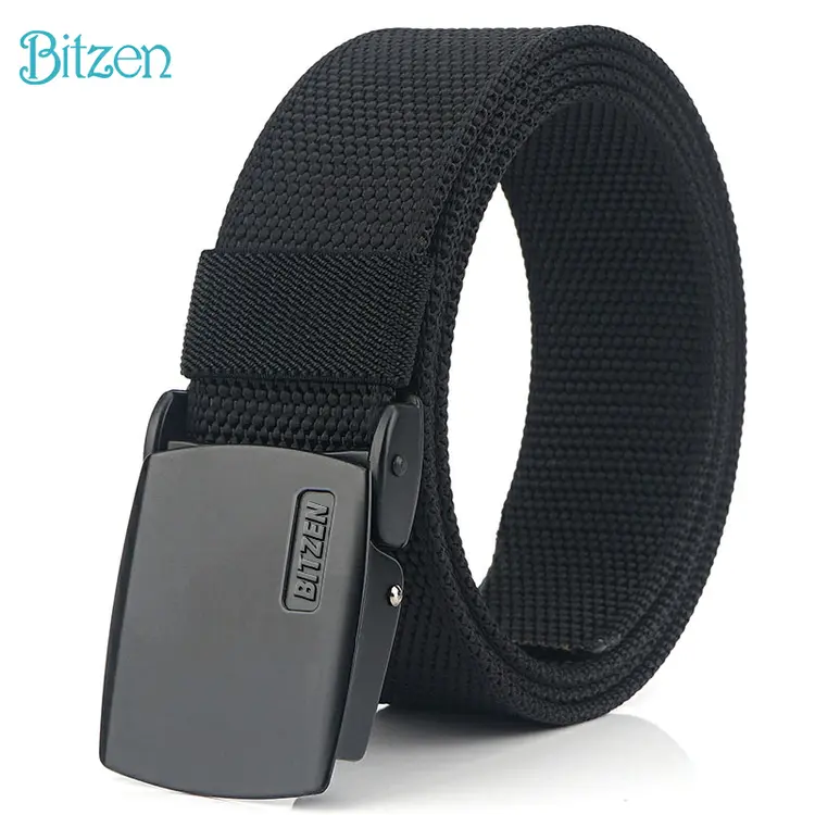 Bitzen Ikat Pinggang Pria Nylon Canvas Zink Alloy Belt Sabuk Pinggang Pria Gesper Pria