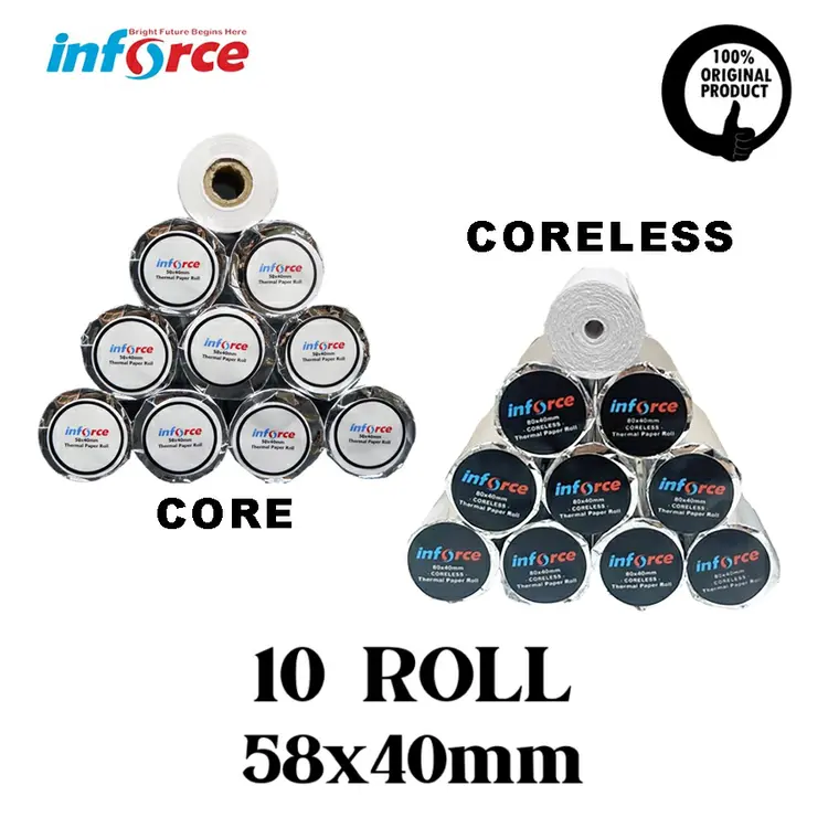 Inforce Kertas Thermal 58X40 mm Paper Roll 10 Struk Nota Termal 58 40
