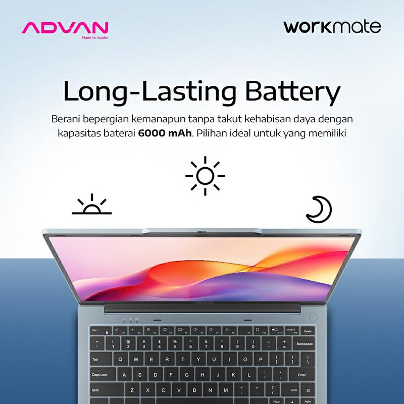 Product image [Exclusive Launch] ADVAN Laptop WorkMate | AMD Ryzen 5 3500U / Intel i3-1215U | 14 Inch FHD+ 16:10 IPS | 8GB/256GB Upgradable | WIFI 5 | Free WIndows 11 | Garansi Resmi 1 Tahun 8