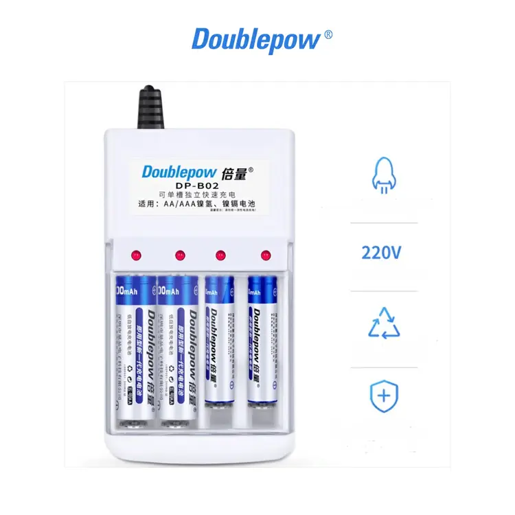 DOUBLEPOW Ni-MH Ni-CD - DP-B02 - Charger Baterai 4 Slots for AA/AAA