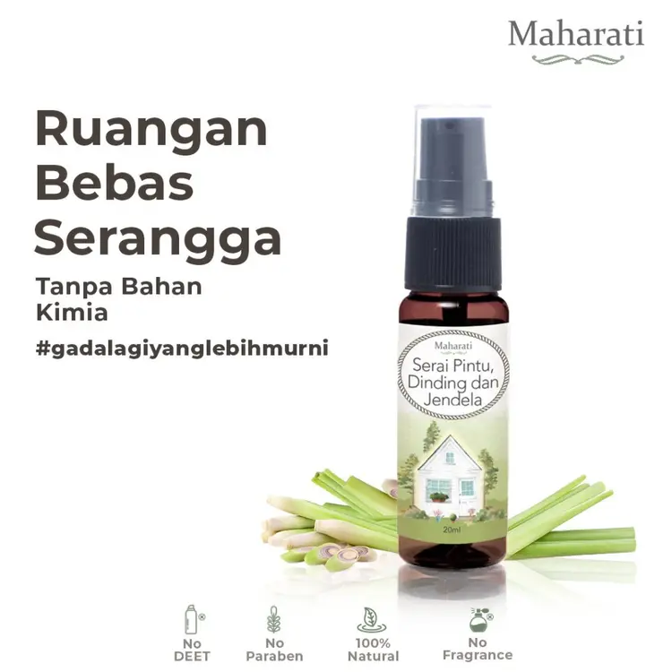 Maharati Serai Pintu Dinding & Jendela Bahan Alami Pengusir Serangga Multifungsi Nyamuk, Cicak, Kecoa, Semut | Non Pestisida | Aman Untuk Bayi dan Ibu Hamil | Aman Dihirup
