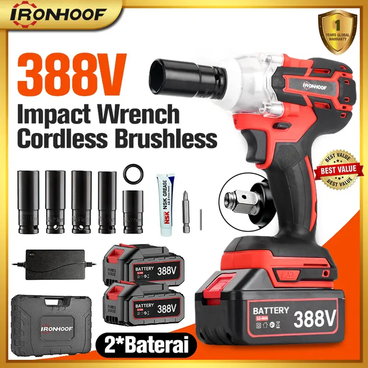 Cordless Impact Wrench Brushless 420N.M Impact baterai Mesin Bor Untuk Baut Mobil Impact Baterai Impek Baterai Torsi Besar