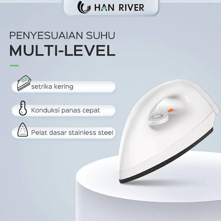 HAN RIVER/Setrika Kering/Setrika Listrik/portabel putih/300W Setrika