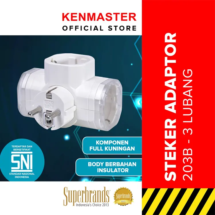Kenmaster Steker 203B / Sambungan Stopkontak / Sambungan Colokan Listrik  - STEK094