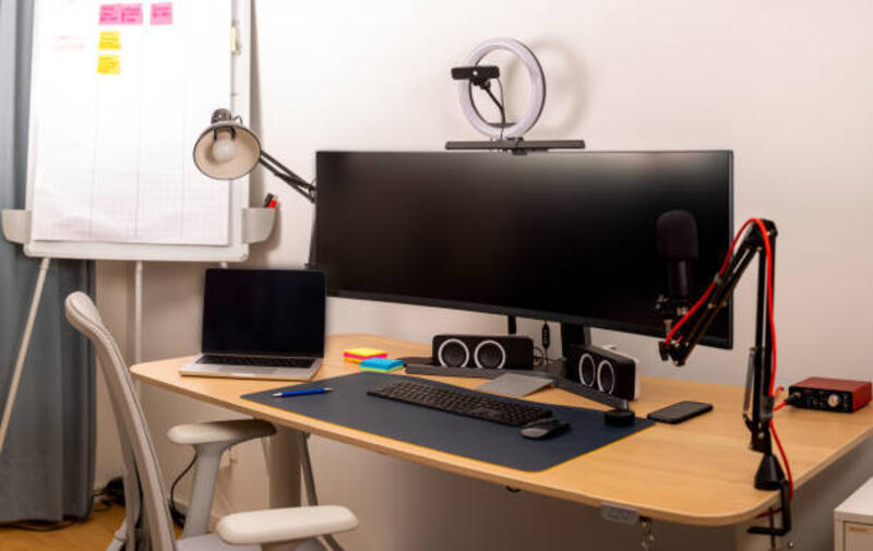 meja rumah besar untuk kantor rumah - speaker pc potret stok, foto, & gambar bebas royalti