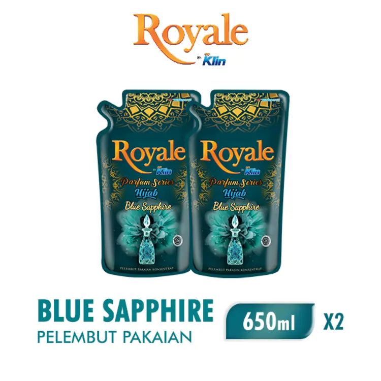 [Paket isi 2] Royale by Soklin Pelembut dan Pewangi Pakaian Hijab Blue Sapphire 650ml
