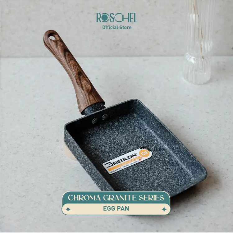 Roschel Chroma Granite Eggpan 18 cm Non-stick Greblon C3 German Coating Panci Penggorengan Telur Egg pan Tamagoyaki Omelette Anti Lengket Induksi RPG-618