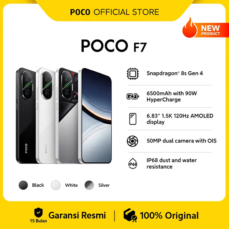 POCO F7 (12/512GB) | Snapdragon® 8s Gen 4 | 6500mAh with 90W HyperCharge | 6.83" 1.5K 120Hz AMOLED display | 50MP dual camera with OIS | IP68 dust and water resistance [Official Store]
