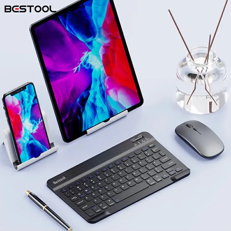 Bestool Keyboard Mouse Set Wireless Bluetooth LED Touchpad 10 inch For Laptop PC Tablet Mobile Phone
