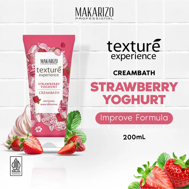 Makarizo Professional Texture Experience Creambath Strawberry Yoghurt Tube 200ml