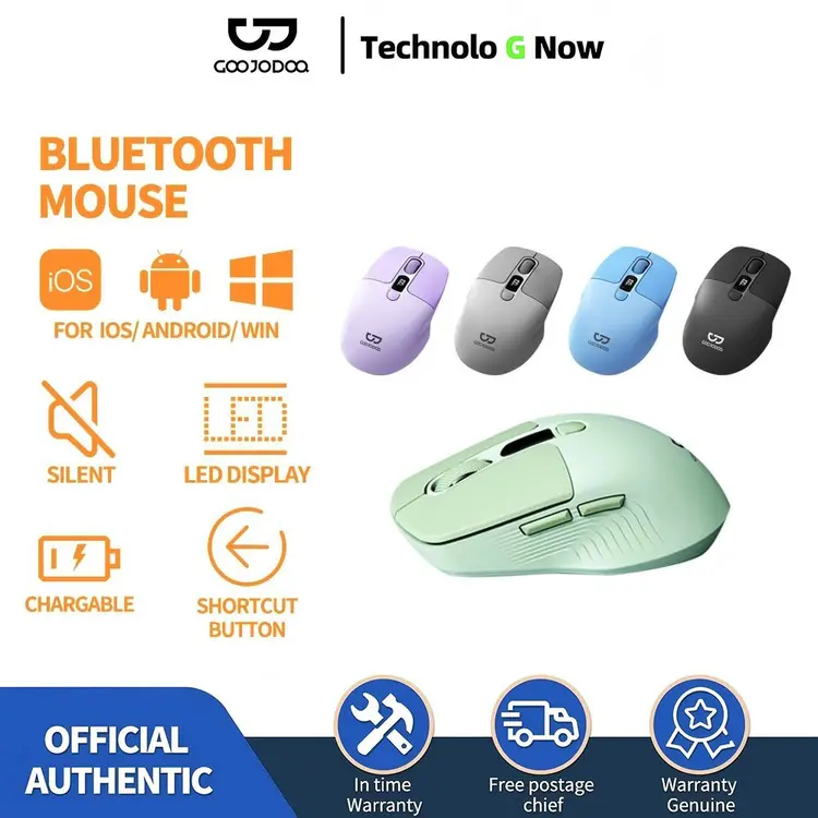 Goojodoq Triple Connectivity Mouse 2.4GHz & Dual Bluetooth Silent Ergonomic Design with LED Display and DPI Adjustment