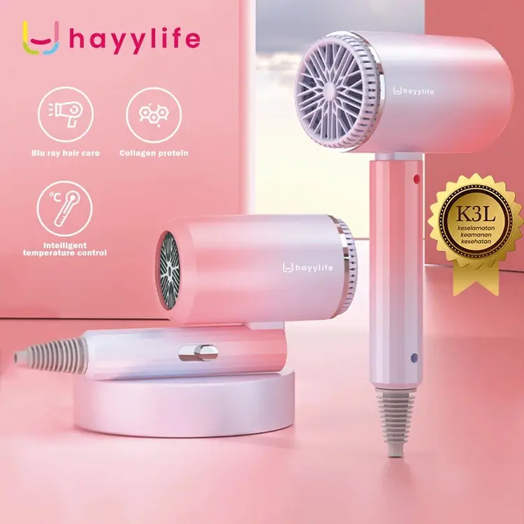 HAYYLIFE Hairdryer Lipat - mini angin kuat tidak bising blueray pengering rambut HL-DBA595