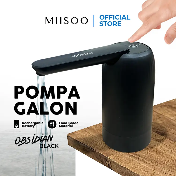 MIISOO Pompa Obsidian Black/Pompa Air All Black/Pompa Galon Elektrik/Pompa USB Charger Pompa Air Galon/Pompa Dispenser Elektrik