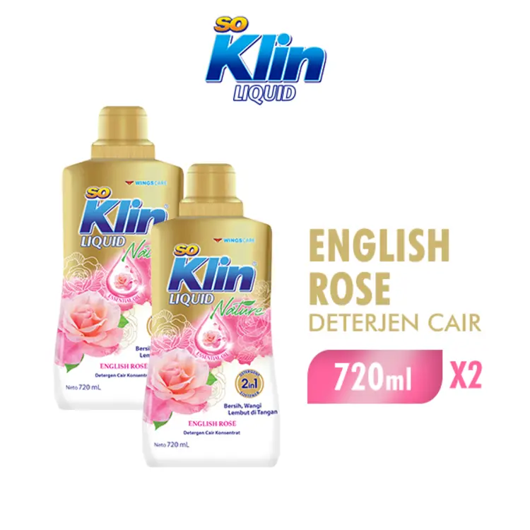 [Paket Isi 2] SOKLIN Deterjen Cair English Rose Botol 720ML