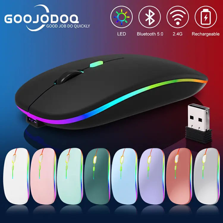 GOOJODOQ: "Ultra-thin Silent LED Colorful Backlit Gaming Mouse", Hitam