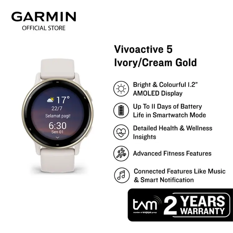 Garmin Vivoactive 5 - Ivory/Cream Gold