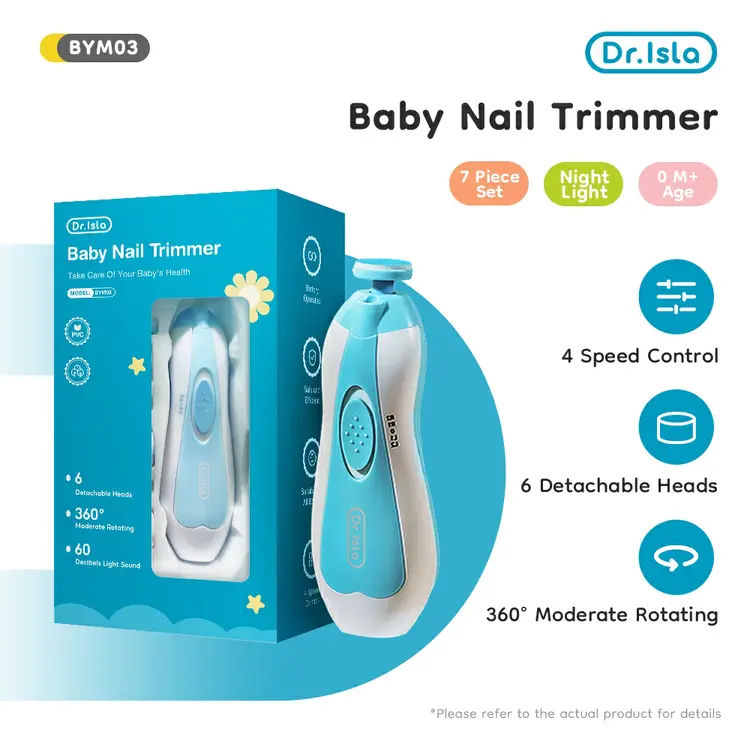 Dr.isla Gunting kuku bayi elektrik Fungsi lampu LED Baby Nail Trimmer Perlengkapan bayi Penyesuaian kecepatan empat kecepatan dengan kebisingan rendah BYM03