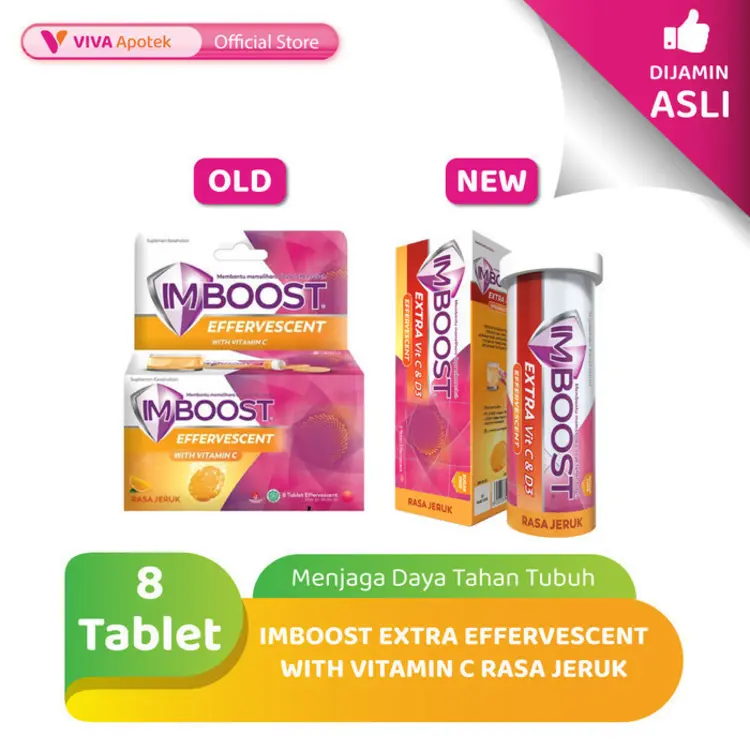 Imboost Extra Vitamin C dan D3 Effervescent Rasa Jeruk (8 Tablet)