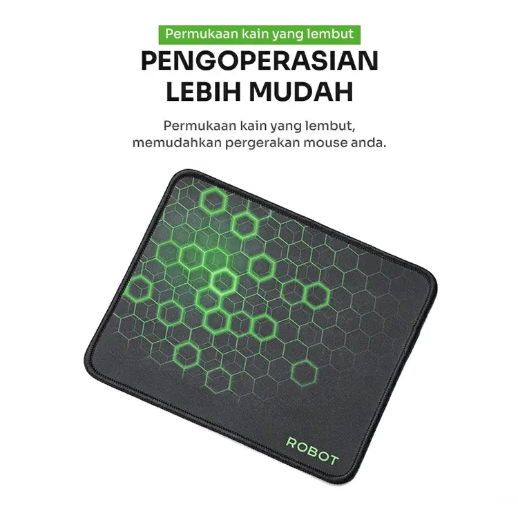 ROBOT Mousepad Anti Slip Soft Surface RP01 Hijau Gaming Murah Rubber Original - Garansi 1 Tahun