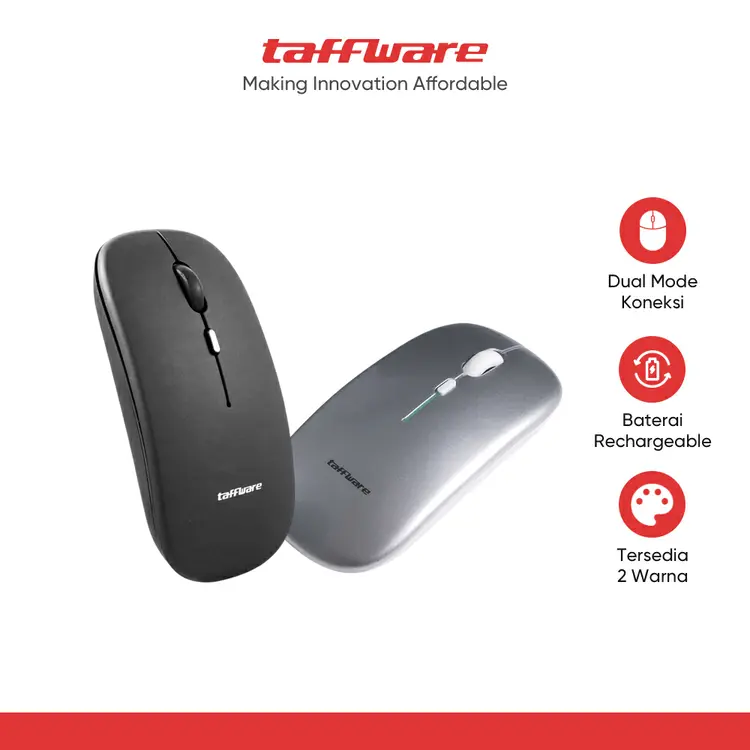 Taffware Silent Mouse Rechargeable Dual Mode Bluetooth 5.2 dan 2.4GHz - M8120G