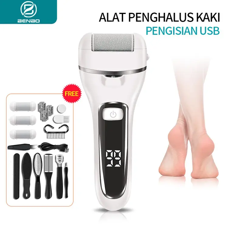 Benbo Penghalus Tumit Kaki Penghalus Kaki Elektrik Untuk Kulit Mati Dan Kapalan Callus Remover Pedicure Menicure