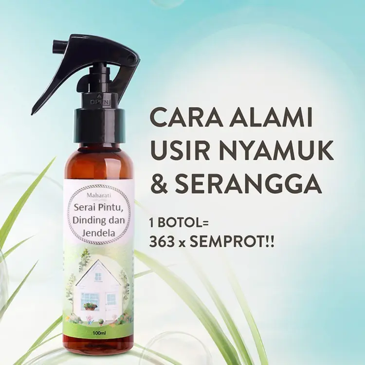 Maharati Serai Pintu Dinding & Jendela Bahan Alami Pengusir Serangga Multifungsi Nyamuk, Cicak, Kecoa, Semut | Non Pestisida | Aman Untuk Bayi dan Ibu Hamil | Aman Dihirup