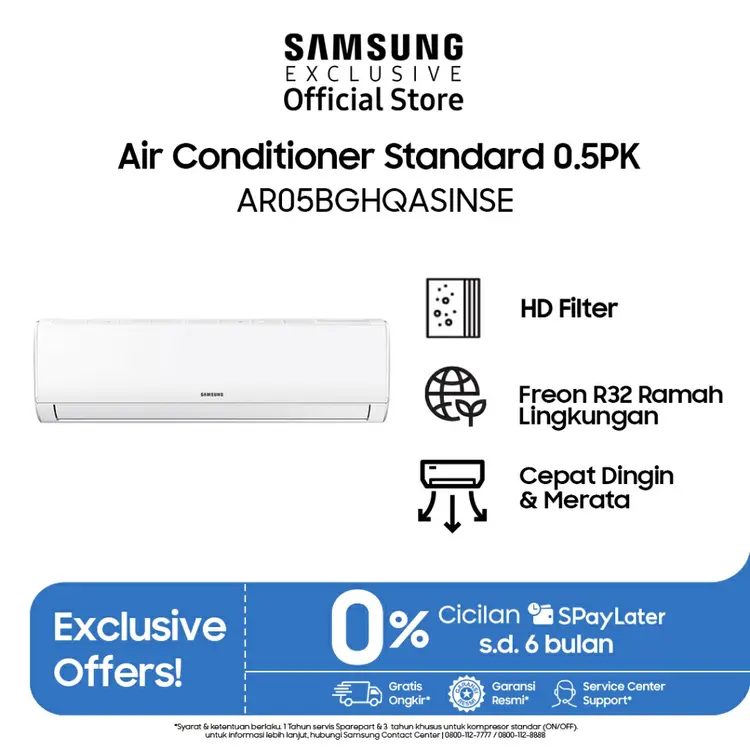 Samsung Air Conditioner Standard 0.5PK Standard R32 - AR05BGHQASINSE