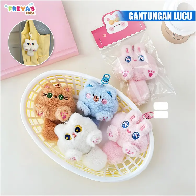 FR-C1223 Gantungan Kunci Boneka Lucu Keychain Animal Cute / Gantungan Tas Fluffy Kitten Aksesoris