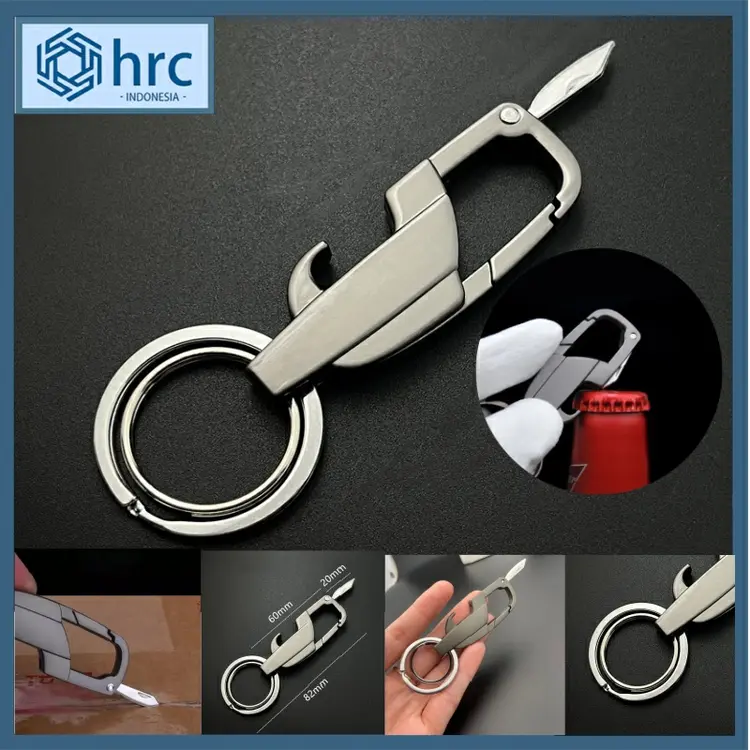 Gantungan Kunci Motor Mobil MultiFungsi 3 in 1 KeyChain Carabiner Stainless Steel Pembuka Botol K372 Kokoh Praktis