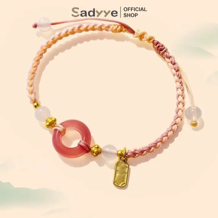 Sadyye Gelang Gesper Ping Pink Gelang Hati Yang Dapat Disesuaikan Untuk Gadis Gelang Tenun Tangan