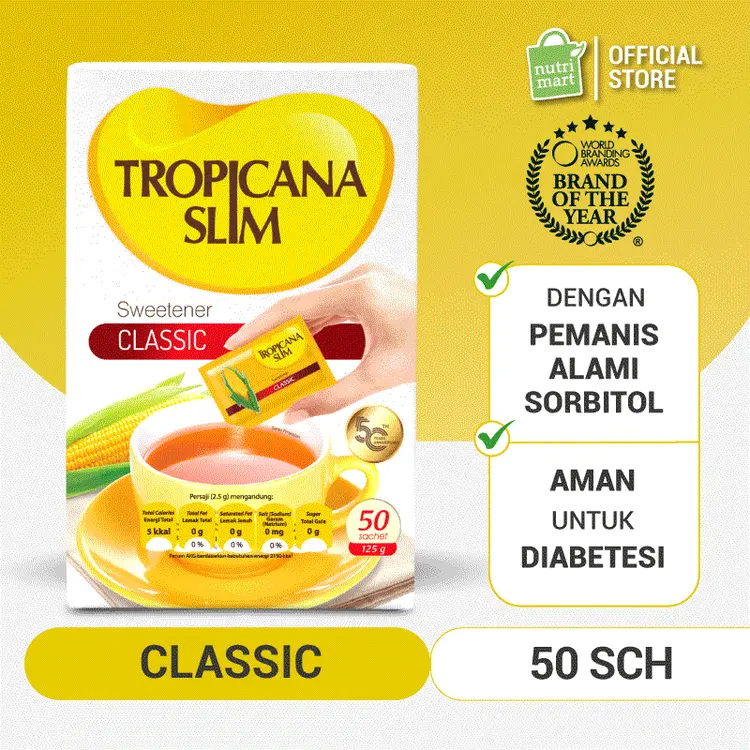 Tropicana Slim Sweetener Classic 50 Sachet - Pemanis untuk Bantu Batasi Gula