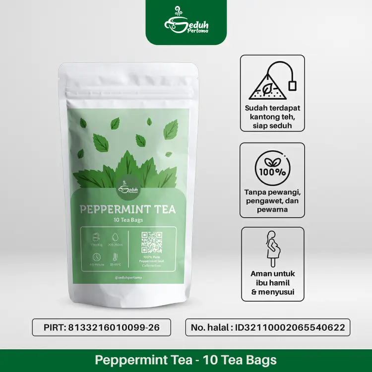 Seduh Pertama 10 Tea Bag - Peppermint Tea | Flower Tea Siap Seduh Kemasan Ekonomis Dalam Kantong Teh