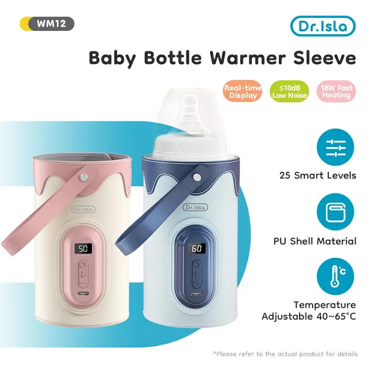 Dr.isla Penghangat Asi Portable 20-50° Fungsi Tampilan LED Bottle Warmer Tas Penghangat Botol Susu Bayi Portable dengan USB untuk Outdoor / malam WM12