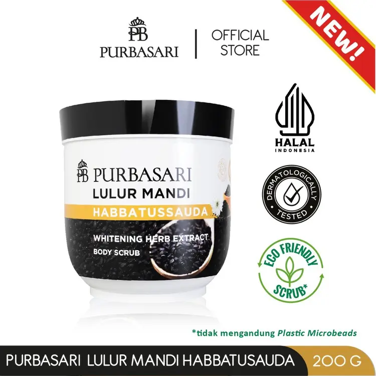 Purbasari Lulur Mandi Habbatussauda / Lulur Pemutih Whitening Pencerah / Lulur pelembab kulit / Lulur Badan perontok daki / Menyamarkan flek hitam / Melembabkan / Mencerahkan