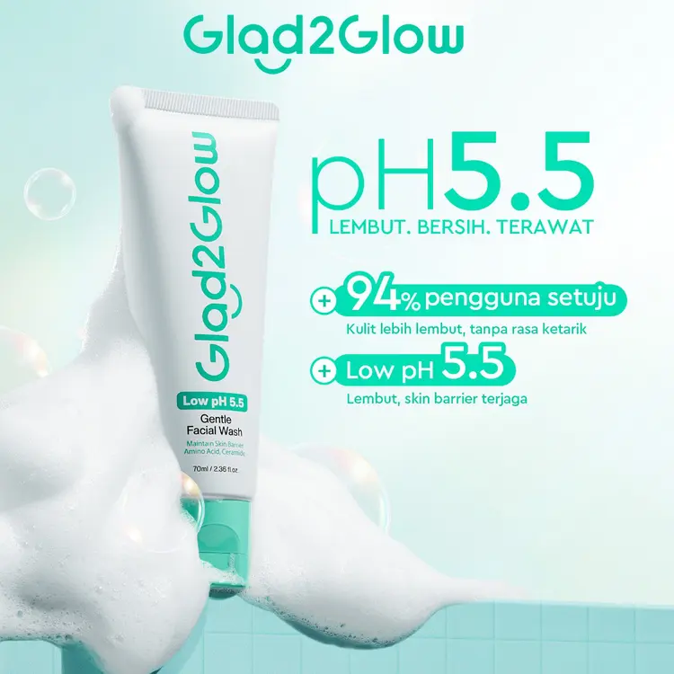 [New]Glad2Glow Low pH 5.5 Gentle Face Wash  Pencuci Muka pH Seimbang Sabun Wajah Facial Cleanser g2g