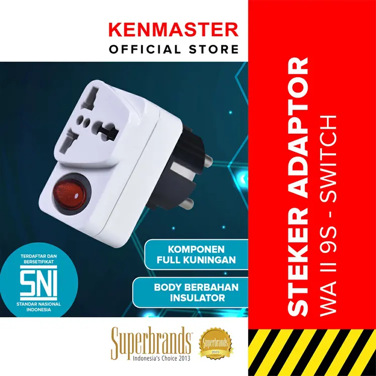 Kenmaster Steker WA II 9 S - Putih / Sambungan Colokan Listrik /. Sambungan Stopkontak - STEK086