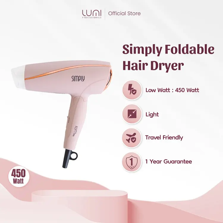 SIMPLY Foldable Hair Dryer 450 Watt by Lumi