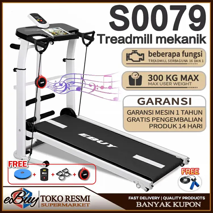 e-Buy Treadmill Manual Multifungsi  16 in 1 Treadmill - Alat Fitness/Treadmill Yang Tidak Mengkonsumsi Baterai