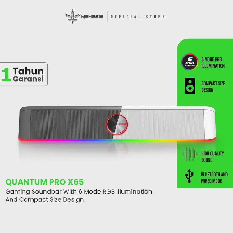 Soundbar Nemesis Dual Mode Connection  QUANTUM PRO X65 Bluetooth & Wired RGB