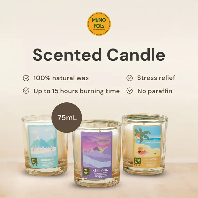 Muno Folk -  Lilin Aroma 75mL | Scented Candle Pengharum Ruangan Tahan Lama - Natural Soybean Wax