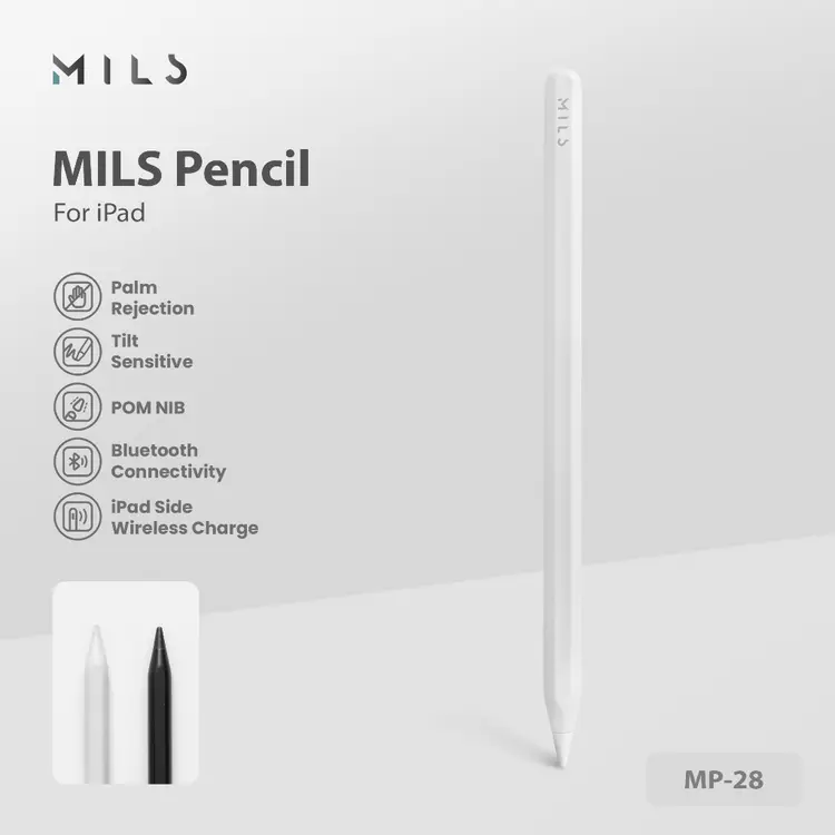 Mils Technologies Apple Pencil Series / Stylus with Tilt Sensitive & Palm Rejection Pen for iPad 5 6 7 8 9 10 10.2 10.5 10.9 Air 3 4 5 Pro 11 12.9 13 2018 2020 2021 2022 2024 M1 M2 M4